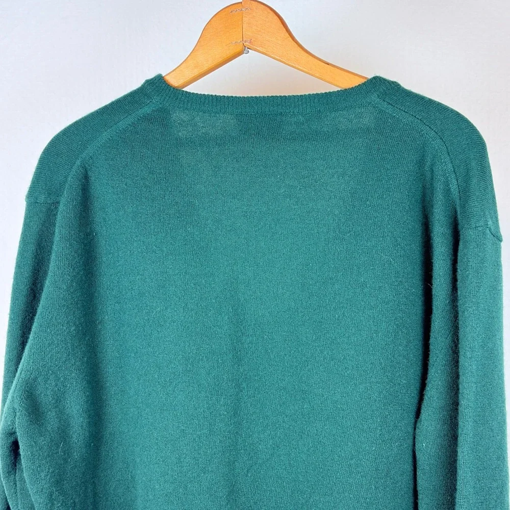 Vtg P Beretta Sport Men Green Embroidered Logo V-Neck Sweater Italy L Academia